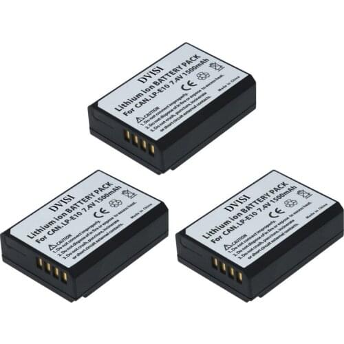 3Pc 1.5Ah LP-E10 LP E10 LPE10 Rechargeable Battery for Canon EOS Rebel T3 T5 T6 Kiss X50 Kiss X70 EOS 1100D EOS 1200D EOS 1300D