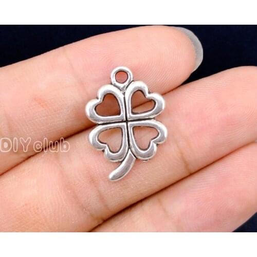 70pcs-Antique Bronze Tone Four Leaf Clover Charms Pendant 22x15mm