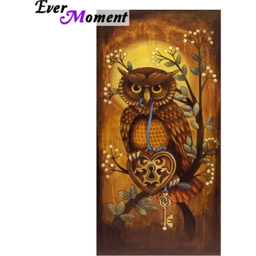 Ever Moment 5D Diamond Painting Owl Key Home Decor Mosaic Diamond Kit 3D Diamond Painting Full Animal Diamond Embroidery ASF898