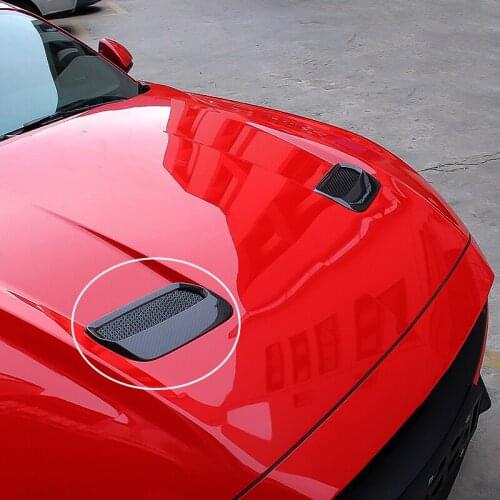 Car Real Carbon Fiber Hood Engine Cover Air Outlet Trim Sticker Decoration for Ford Mustang 2018+ Car Styling Accessories