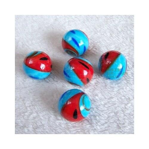 Free shipping 5pcs/lot 25mm Sea blue red tai chi design marbles jump chess pieces Water clusters box decorative glass marbles