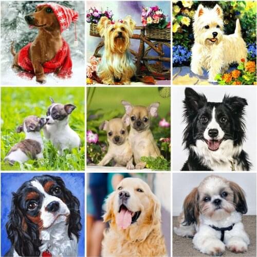 Dog DIY 5D Diamond Painting Full Round Resin Mosaic Diamond Embroidery Animal Cross Stitch Kits Handmade Gift Home Decoration