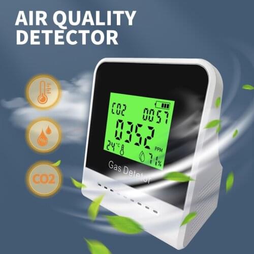 Electronic LCD CO2 Meter Digital Temperature Humidity Sensor Tester Air Quality Monitor USB Charging Carbon Dioxide Detector
