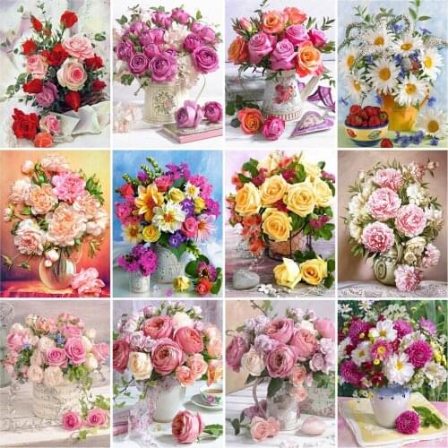EverShine Diamond Painting Flowers Cross Stitch Kits 5D Diamond Embroidery Rose Mosaic Rhinestones Pictures Handmade Wall Art