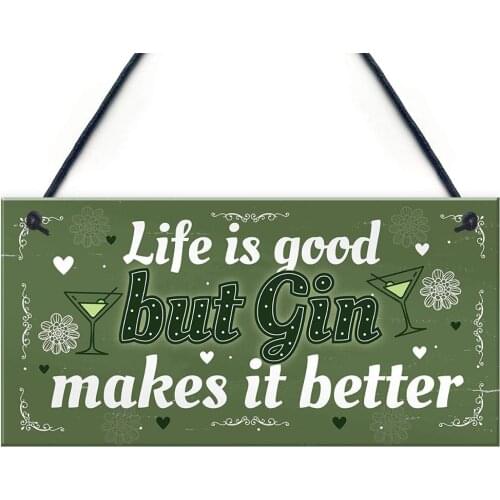 Meijiafei Gin Signs For Women Hanging Kitchen Home Plaque Funnys Best Friend Birthday 10" X 5"