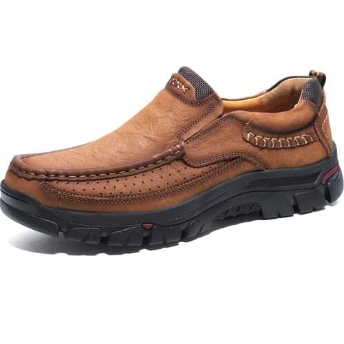 Men Shoes Mens Casual Shoes Fashion Men Comfortable Men Genuine Leather Hand-Made Shoes Outdoor Fashion Men Hiking Shoes