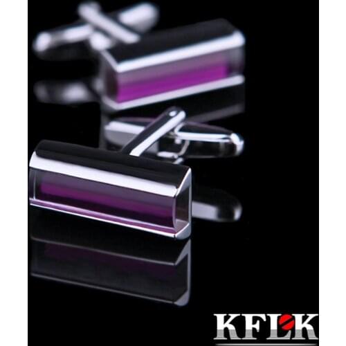 KFLK Jewelry shirt cufflinks for mens Brand Fashion Purple Crystal Luxury Cuff link Button High Quality Wedding guests