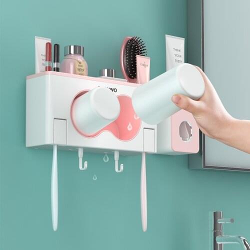 Bathroom Accessories Set Toothbrush Holder Automatic Toothpaste Dispenser Holder Multi-function Toothbrush Cup Holder Rack