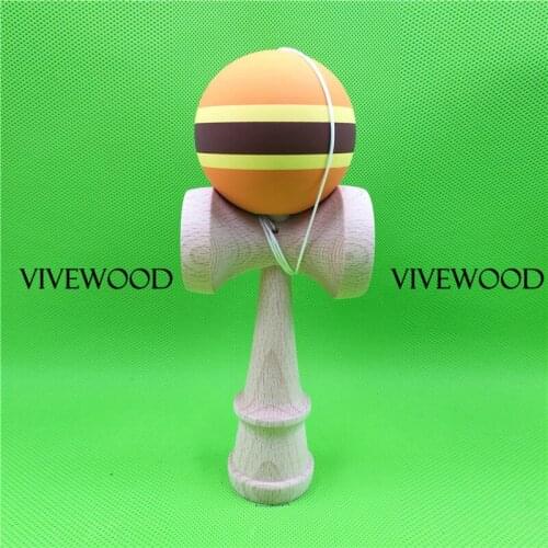National Flag Silk Rubber Kendama,Orange/Yellow Brown Stripe,18CM Silk Rubber kendama,Beech V2.0 Kendama,22MM Bevel Tama