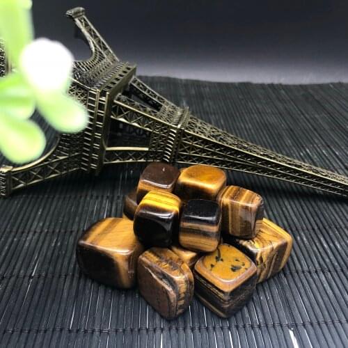 Natural Stone Yellow Tiger Eye square Rock Gravel chips beads Tumble Minerals gravel specimen stone Energy Decorative Stone diy
