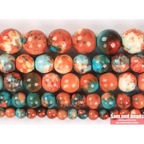 Wholesale Rainbow Orange Jaspers Beads Round loose Beads 15" Strand 4 6 8 10 12MM Pick Size For Jewelry Making ROB21