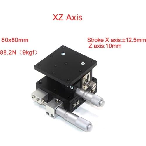 XZ Axis 80*80mm Sliding Stage Displacement Lift Platform Double Guide Rail 80*80mm Sliding Table PLE80-L/R/C-2