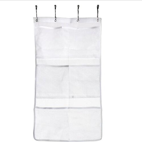 Dry Hanging Caddy and Bath Organizer with 6 Pockets Curtain Rod Liner Hooks Curtain Shower Organizer Bathroom Accessories