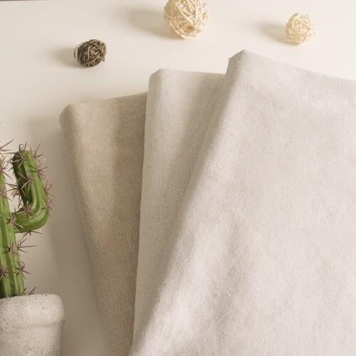 Wide 59" Cotton Linen White Calico Solid Color Background Fabric Tablecloth Hanging Coarse Linen Sofa Curtain Material