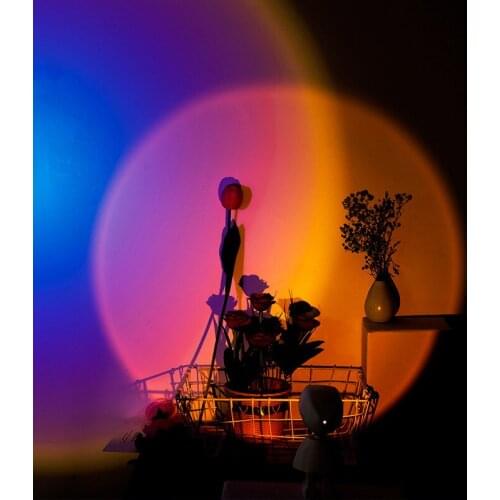 Rainbow Atmosphere Led Night Light Sun Projector Lamp Home Bedroom Coffe shop Background Wall Decoration USB Table Lamp