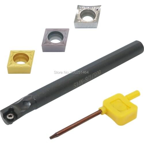CNC Lathe Tool Inner Bore Boring Cutter S14N-SCLCR09 (0.551 Inch)Right, with 3 CCMT09T304(CCMT32.51) Hard Alloy Blades
