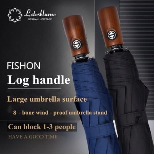 Three Fold Fully Automatic Wind Resistance Business Men Outdoor Large Umbrella Surface 2 Color Pongee Cloth