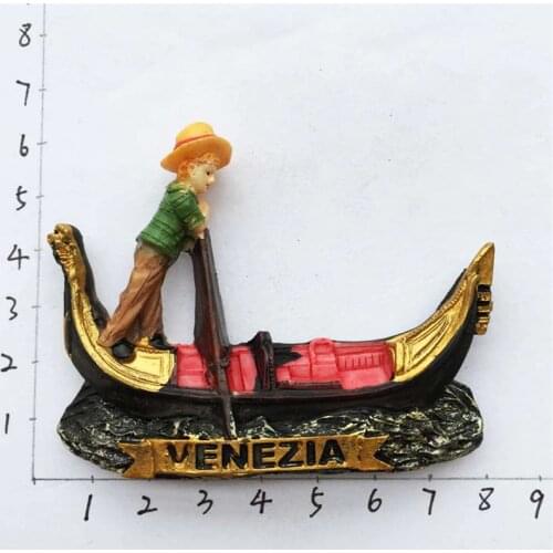 High Quality Handmade Resin Venezia Gondola Shaped Fridge Magnets Venice Italy Tourist Souvenirs Refrigerator Magnetic Sticker
