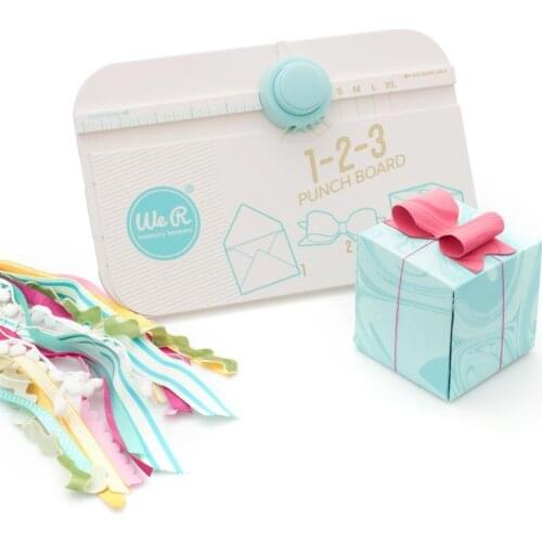 We R Memory Keepers 1-2-3 Punch Board Envelope Bow Small Gift Box Three-purpose Embosser Scratch Board