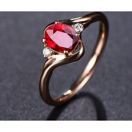 WYJZY Exquisite red zircon ladies engagement ring prom party wearing decorative jewelry exquisite anniversary gift