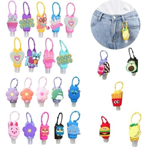 Funny Fruit Food Flower Cartoon Silicone Mini Hand Sanitizer Holder Hangable Liquid Soap Dispenser Containers
