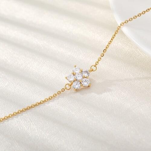 Zircon Flower Bracelet For Women Girl Rose Gold Silver Color Stainless Chain Female Bracelets Dainty Jewelry Bridesmaid Gifts