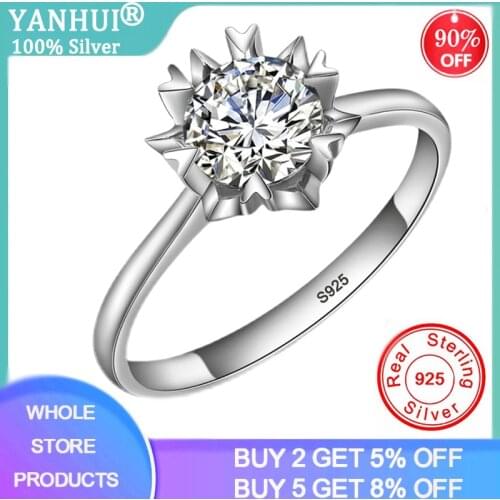 With Certificate Silver 925 Rings Romantic Heart Claws Inlay 6.4mm Zircon Gemstone Wedding Band Rings For Women Holiday Gift