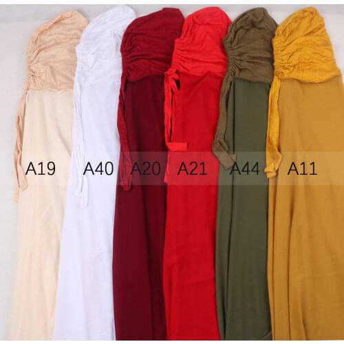 10 pcs wholesale musilim women chiffon shawl with inner jersey bonnet caps headscarf long cap shawl scarf