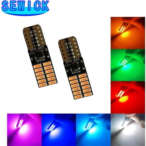100pcs 12V Non polarity Canbus T10 LED bulbs with 4014SMD 24 leds Light 194 168 W5W LED LAMP white blue NO OBC ERROR