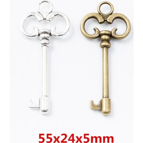 15 pieces of retro metal zinc alloy key pendant for DIY handmade jewelry necklace making 6771