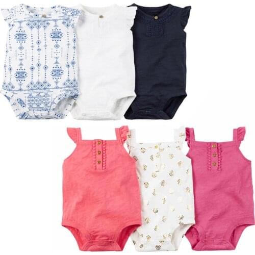 Fashion 3PCS SUMMER BABY GIRL CLOTHES cotton blue and white porcelain sleeveless bodysuit for 6-24M new born bebes baby girl
