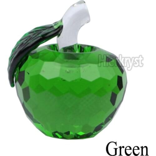 3D Green Crystal Faceted Apple Paperweight Wedding Gift Rainbow Maker Decorations 40MM M02075-2