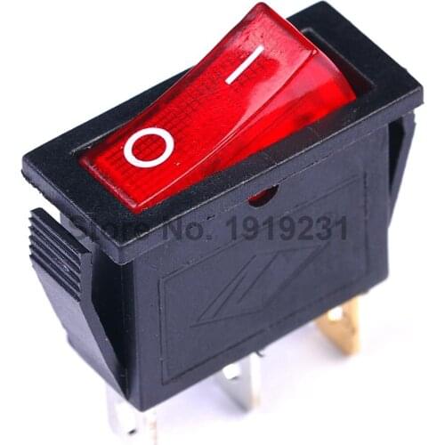 5PCS 3PIN KCD3-102/N Rocker Switch 250V Red Light