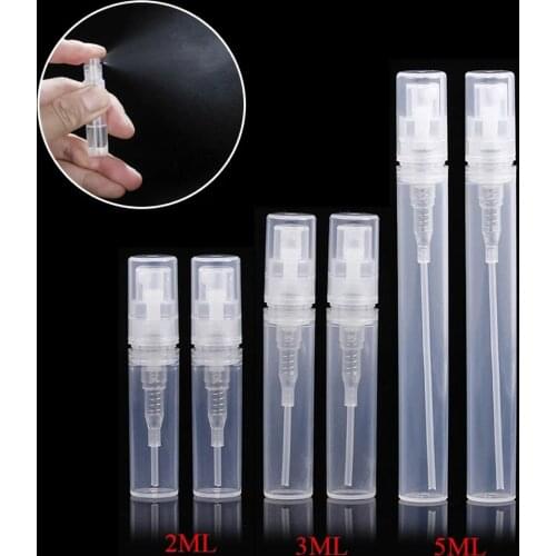 5Pcs Empty 2ml 3ML 5ML Mini Protable Plastic Spray Perfume Bottle Small Refillable Sample Perfume Atomizer Bottles