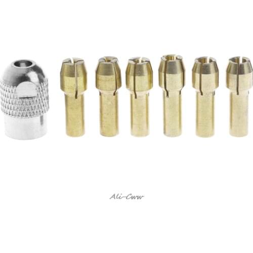 7pcs/lot dremel Brass Collet 1.0/1.6/2.0/2.4/3.0/3.2 +dremel check M8*0.75 Fits Dremel Rotary Tools dremel accessories