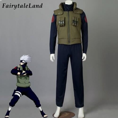 Anime Naruto Hatake Kakashi Cosplay Costume Halloween Role Playing Clothes Vest Shirt Pants Gloves Mask Headband Full Outfit