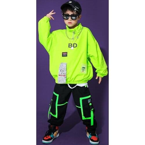Childrens Oversize Streetwear Hip Hop Pullover Jacket Kids Stage Fashion Show Clothing Costumes Boys Girls Sports Hoodie Coat