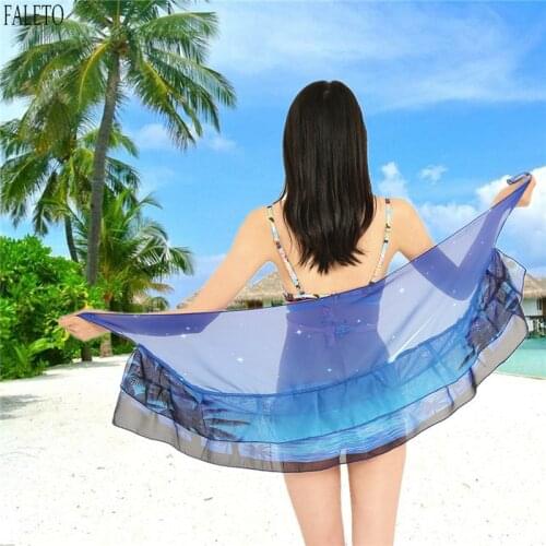 Faleto New Spring Women Soft Chiffon Short Beach Sarong Cover Up Summer Sexy Swimsuit Wrap Skirt Ruffle Pareo Bikini Swimwear