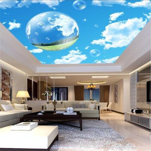 Beibehang Customize any size wallpapers fresco photos Beautiful blue sky white clouds sky ceiling ceiling wall background