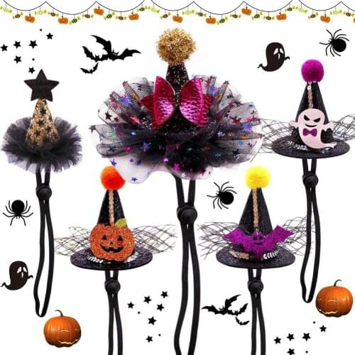 Pet Dog Cat Witch Hat Cosplay Prop Halloween Headgear Fancy Costume Outfit Cat Costumes Photo Props Headwear Pet Supplies