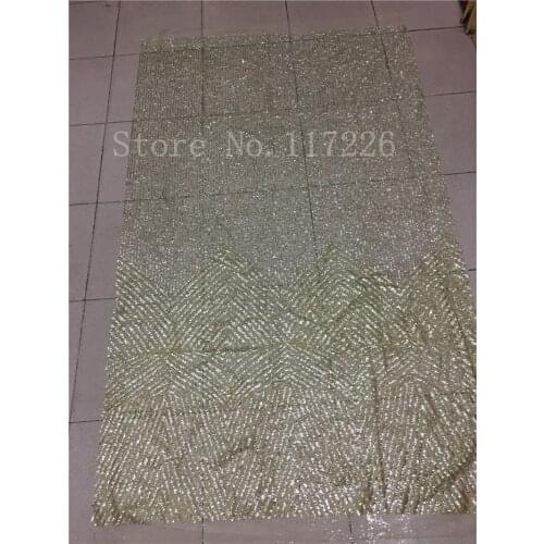 JRB-90607 african gold color tulle fabric sparkly glued glitter sequins lace fabric for party dress (the glitter will fall out)