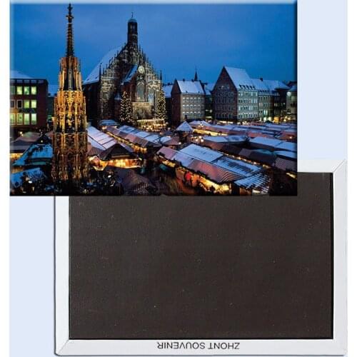 Metal Wrapped Magnets SOUVEMAG Germany Nuremberg Christmas Market View Tourist Metal Fridge Magnet 5264