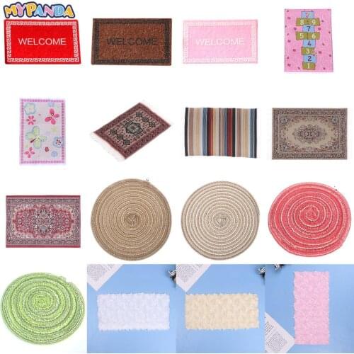Cute Doll House Miniature Turkey Welcome Mat Front Door Woven Rug Floor Carpet Living Room Accessories Dolls Coverings For Kids