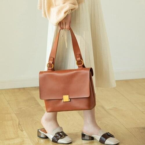 WOONAM Women Fashion Handbag Top Hide Genuine Calf Leather Flap Shoulder Bag WB1112