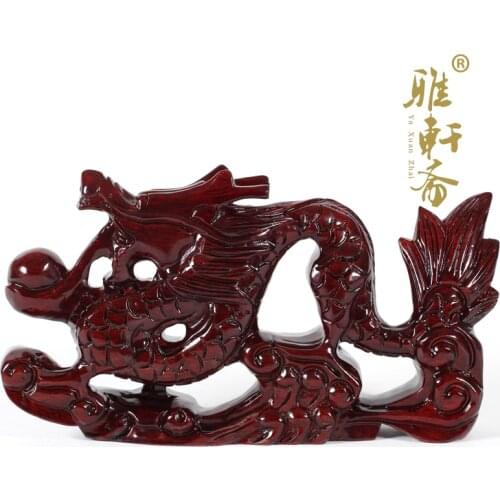 Mu Diaolong Xiao Long wood mahogany crafts matter Home Furnishing thomsonae Lucky Dragon Decoration Feng Shui Ping