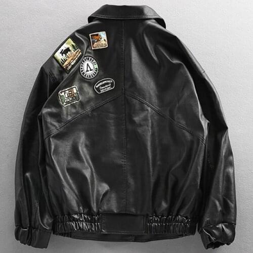 Air Force Mens Leather Jacket Coat Plus Size 3XL Patch Designs Leather Jackets Streetwear Man Brand Clothing European Style A544
