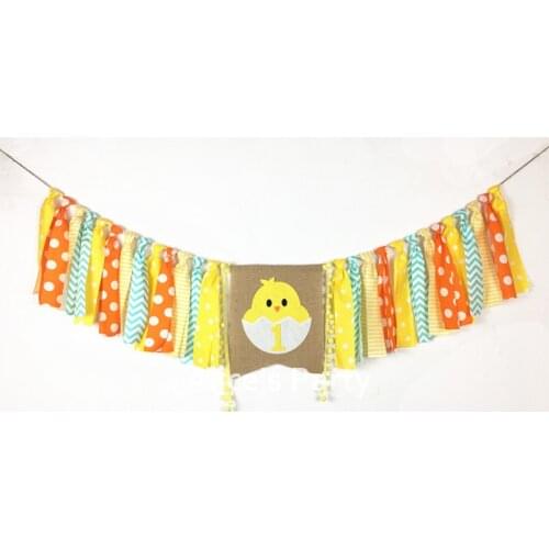New Cute My Little Chick Highchair Banner Yellow One 1st 2 3 Birthday Bunting Garland Baby Shower Decoration Cake Smash Flag