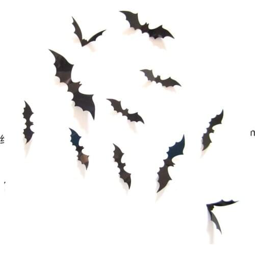 Wholesale Halloween Decoration PVC Wall Stickers Black Red Three-dimensional Bat Decoration Stickers H-016 Wall Stickers