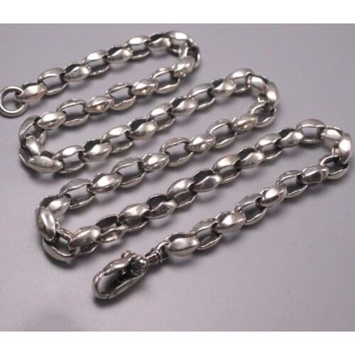 S925 Sterling Silver Necklace Women Men Luck Special Beads Chain Necklace 8.5mmW 22inch 95-96g