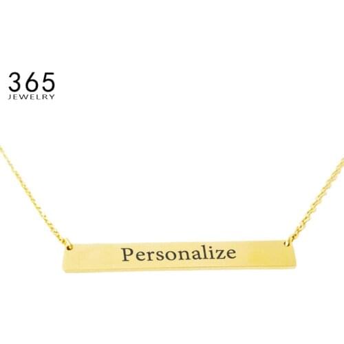 New Personalized Or Blank Bar Pendant Necklace Stainless Steel DIY Custom Name Plate Necklace Can Engrave Word Letters Pendant